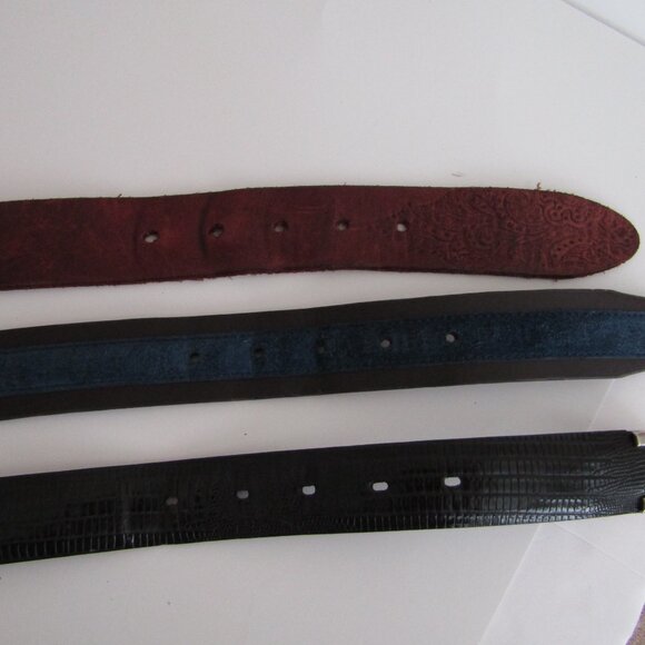 Lot of 3 Mens designer belts;  Neiman Marcus, Perry Ellis, Robert Graham, GUC